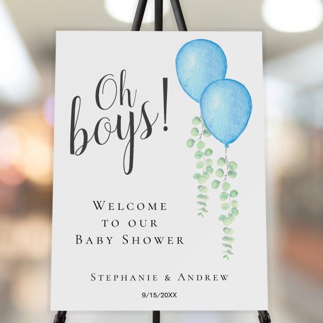 Twin Boys' Balloons Baby Shower Welcome Sign (Creator Uploaded)