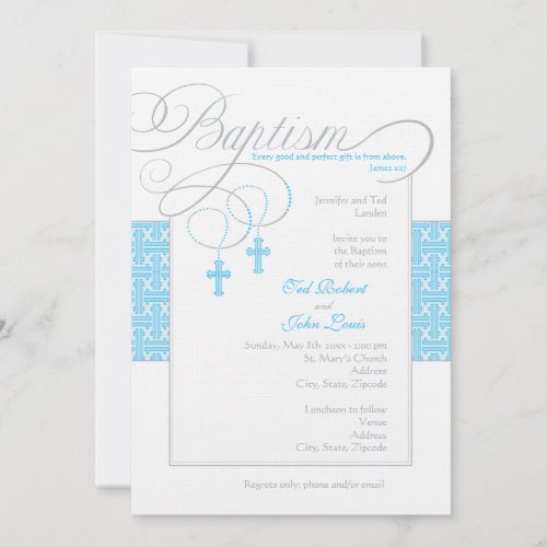 Twin Boys Baptism Invitation