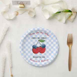 Twin Boys Baseball Ball Caps Baby Shower  Paper Plates