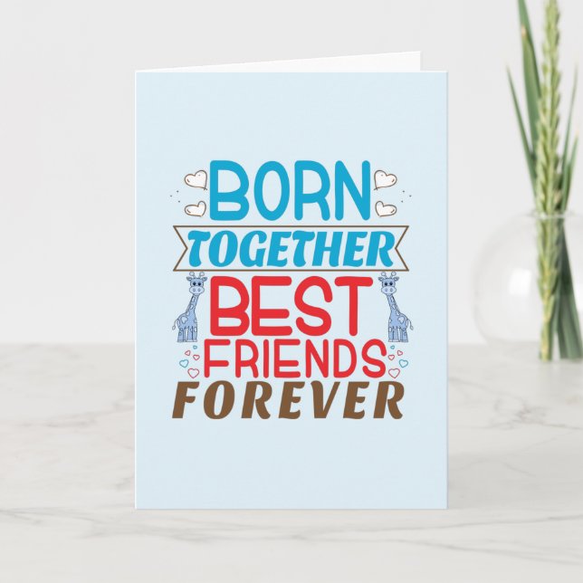 Twin Boys Best Friends Quote Card (Front)