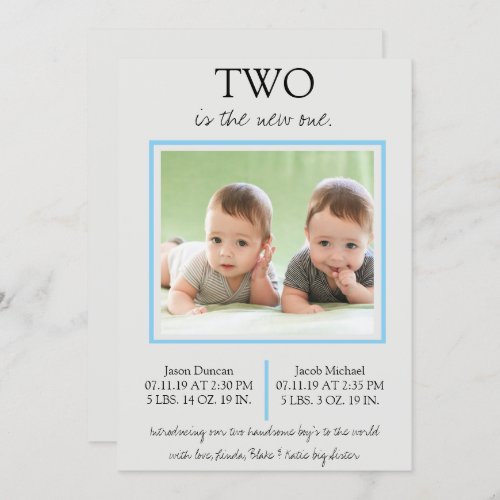 Twin Boys Birth Announcement