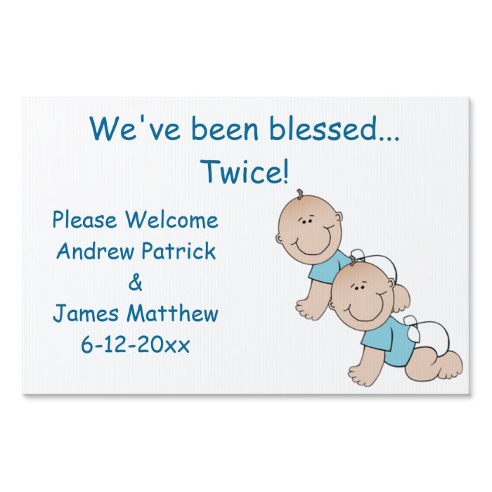 Twin Boys Birth Announcement Sign