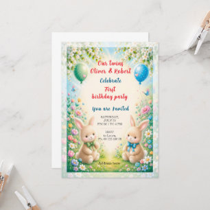 Twin boys birthday celebration invitation