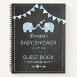 Twin Boys Blue Elephants Baby Shower Guest Book | at Zazzle