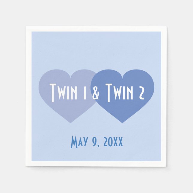 Twin Boys Blue Hearts Napkins (Front)