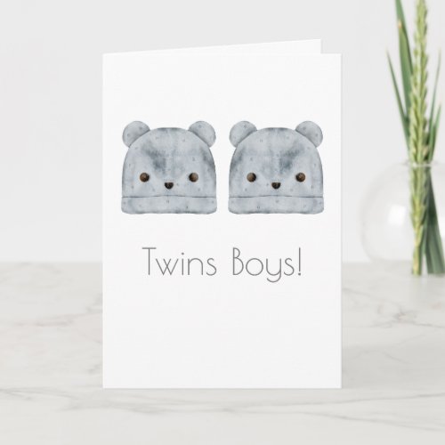 Twin Boys Boho Baby Congratulations Card