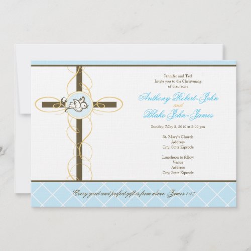 Twin Boys Christening/Baptism Invitation