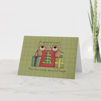 Twin Boys Christmas Card