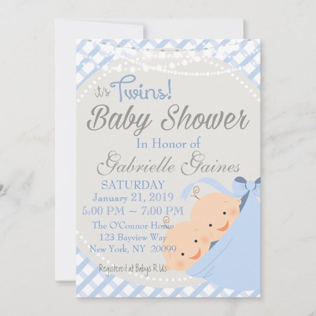 Twin Boys Country Charm Baby Shower Invitation (Front)