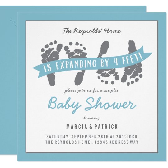 Twin Boys Couples Shower Blue And Gray Baby Shower Invitation