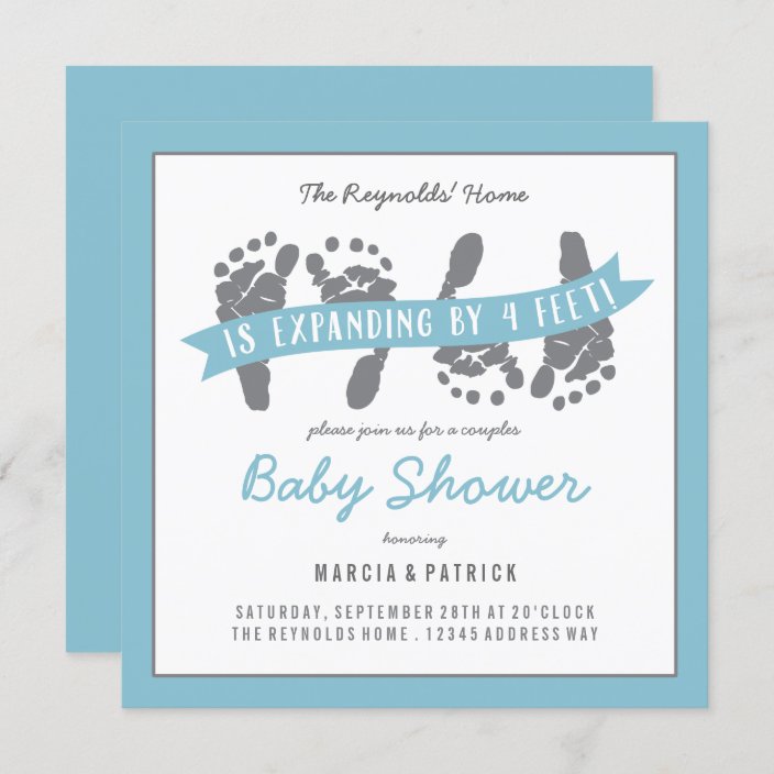 Twin Boys Couples Shower Blue And Gray Baby Shower Invitation Zazzle Com