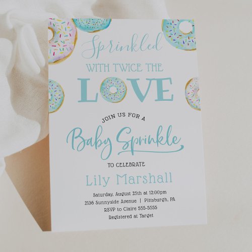 Twin Boys Donut Sprinkled with Twice the Love Invitation