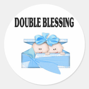 Twin Boys Double Blessing Classic Round Sticker