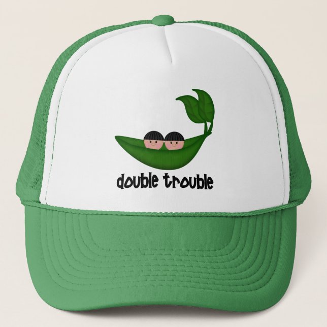 Twin Boys  Double Trouble Peapod Trucker Hat (Front)