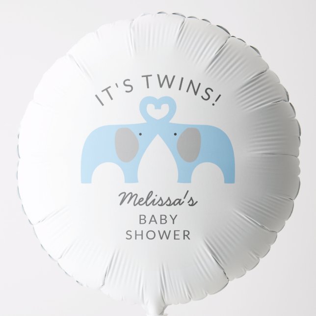 Twin boys elephant baby shower decor balloon (Front)