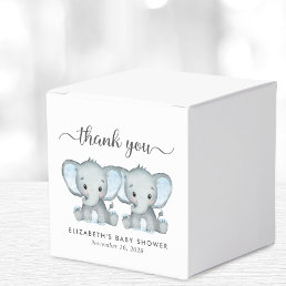 Twin Boys Elephants Baby Shower Thank You Favor Boxes