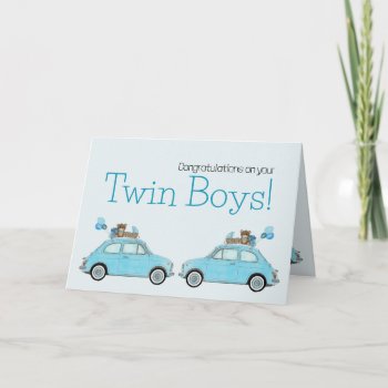 Twin Boys Fiat 500 Congratulations Card by studioportosabbia at Zazzle
