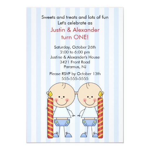 Twin Boys First Birthday Card | Zazzle