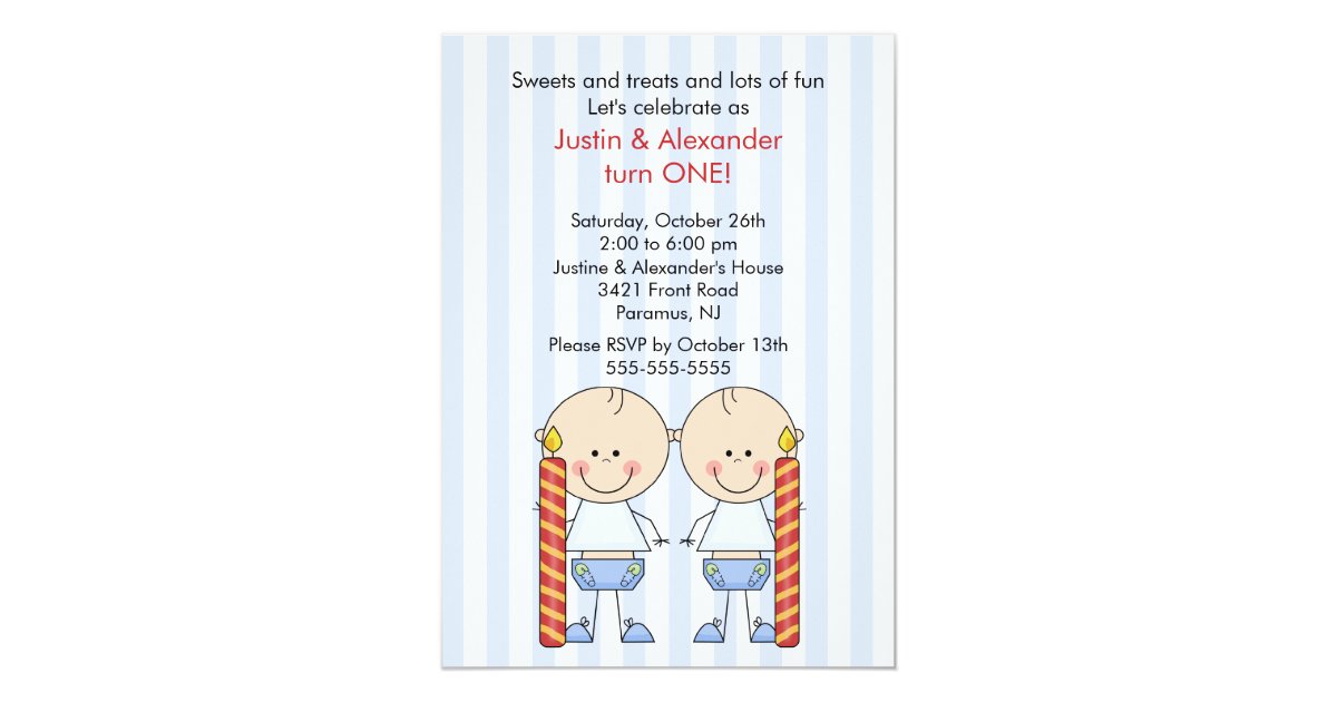 Twin Boys First Birthday Card | Zazzle