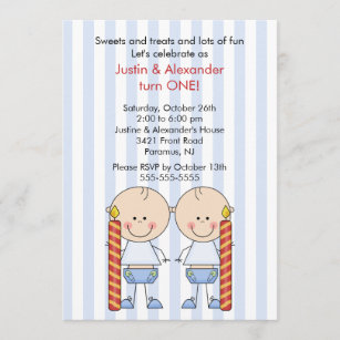 Boy Girl Twins 1st Birthday Invitations Zazzle