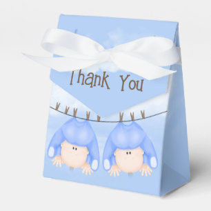 Twin Boys Hanging On Clothesline Favor Boxes