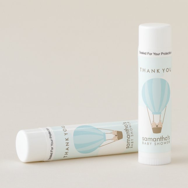 Twin Boys in Balloon Baby Shower Lip Balm (Front)