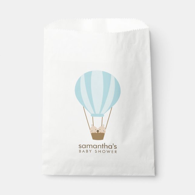 Twin Boys in Blue Balloon Baby Shower Favor Bag (Front)