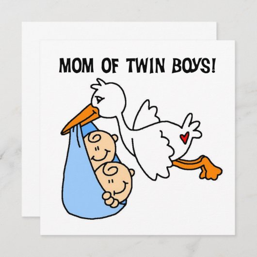 Twin Boys Mom Stork Gifts (Front/Back)