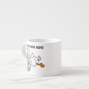 Twin Boys Mom Stork Gifts Espresso Cup