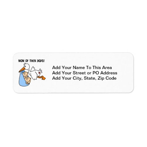 Twin Boys Mom Stork Gifts Label