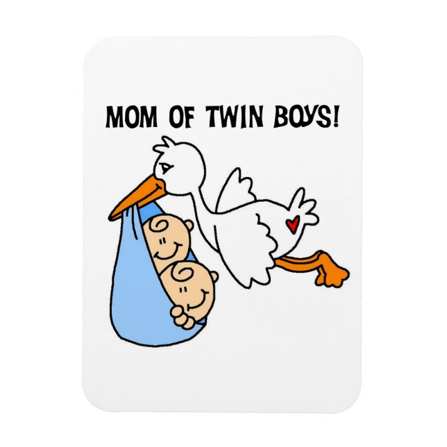 Twin Boys Mom Stork Gifts Magnet (Vertical)