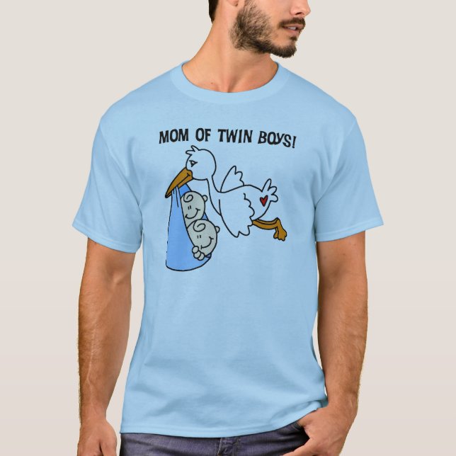 Twin Boys Mom-Stork Tshirts and Gifts (Front)