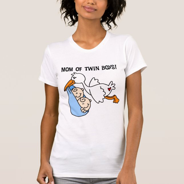 Twin Boys Mom-Stork Tshirts and Gifts (Front)