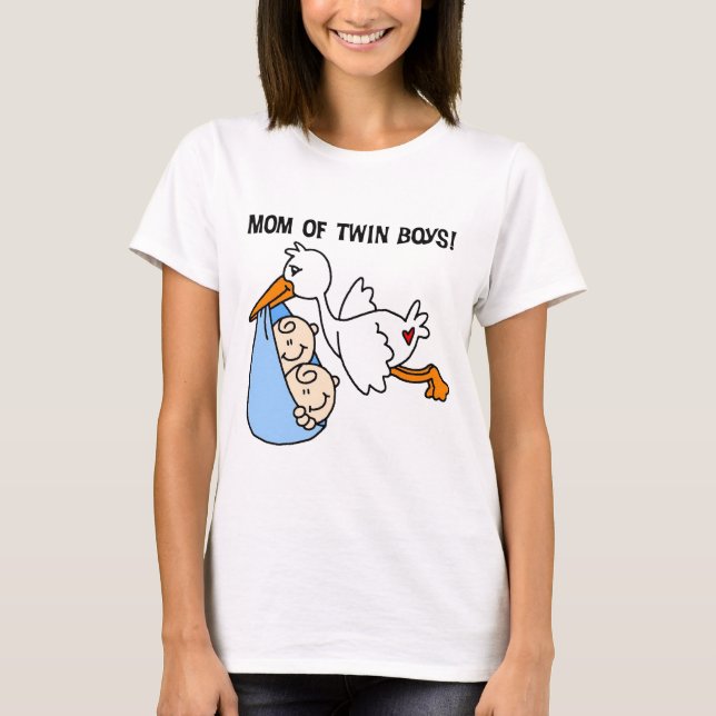 Twin Boys Mom-Stork Tshirts and Gifts (Front)
