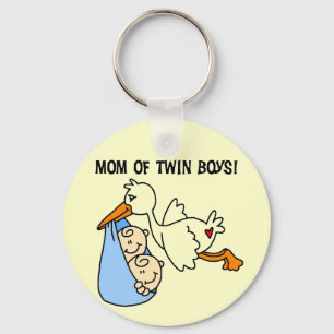Twin Boys Mom-Stork Tshirts and Gifts Keychain