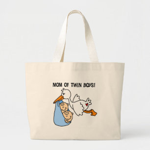 Twin Boys Mom-Stork Tshirts and Gifts Large Tote Bag