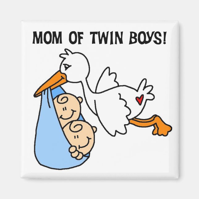 Twin Boys Mom-Stork Tshirts and Gifts Magnet (Front)