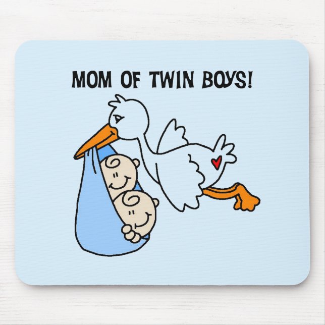 Twin Boys Mom-Stork Tshirts and Gifts Mouse Pad (Front)