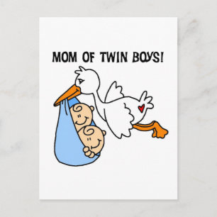 Twin Boys Mom-Stork Tshirts and Gifts Postcard