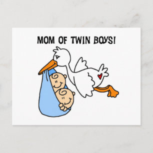 Twin Boys Mom-Stork Tshirts and Gifts Postcard