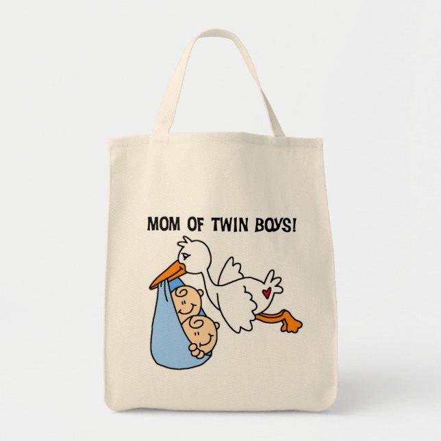 Twin Boys Mom-Stork Tshirts and Gifts Tote Bag (Front)