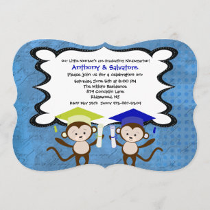 Twin Boys Monkeying Around Graduation Invitation