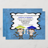 Twin Boys Monkeying Around Graduation Invitation (Front/Back)