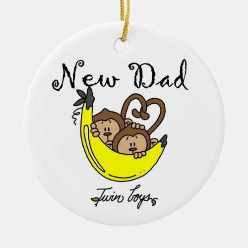 Twin Boys Monkeys New Dad Gifts Ceramic Ornament