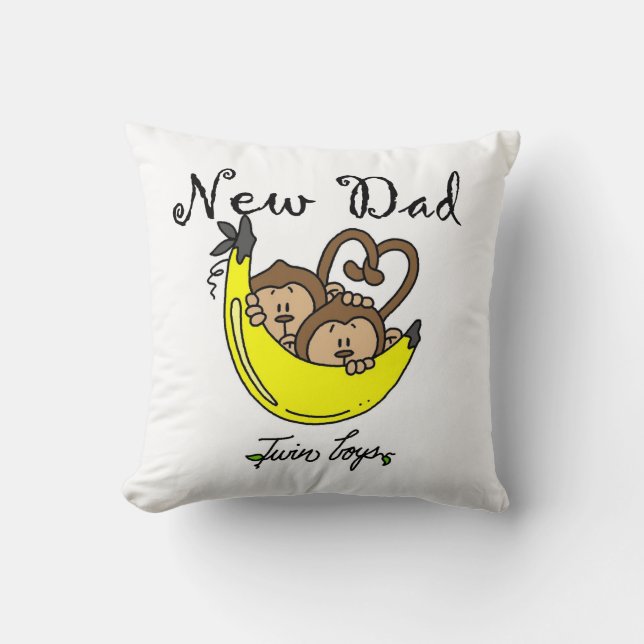 Twin Boys Monkeys New Dad Gifts Throw Pillow (Front)