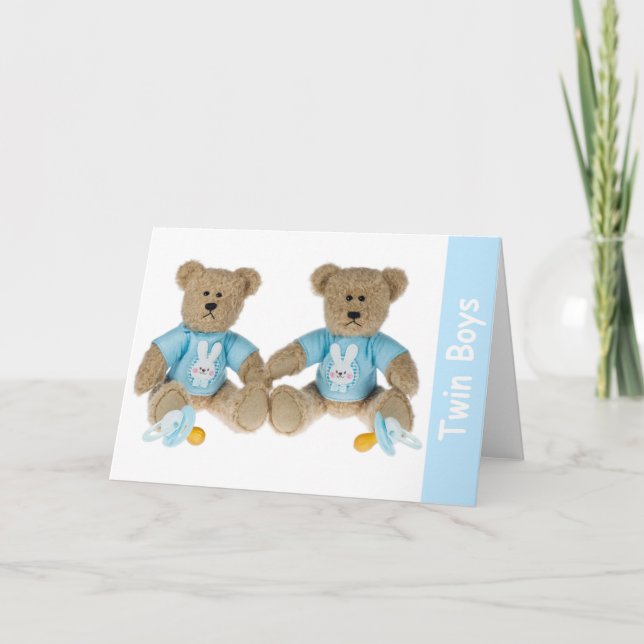 Twin Boys - New Baby Greetings Card (Front)