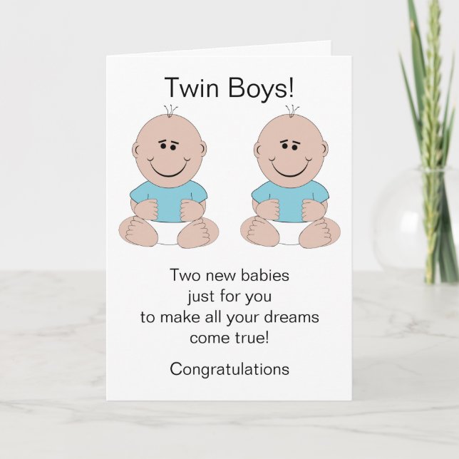 Twin Boys New Born Baby Card (Front)