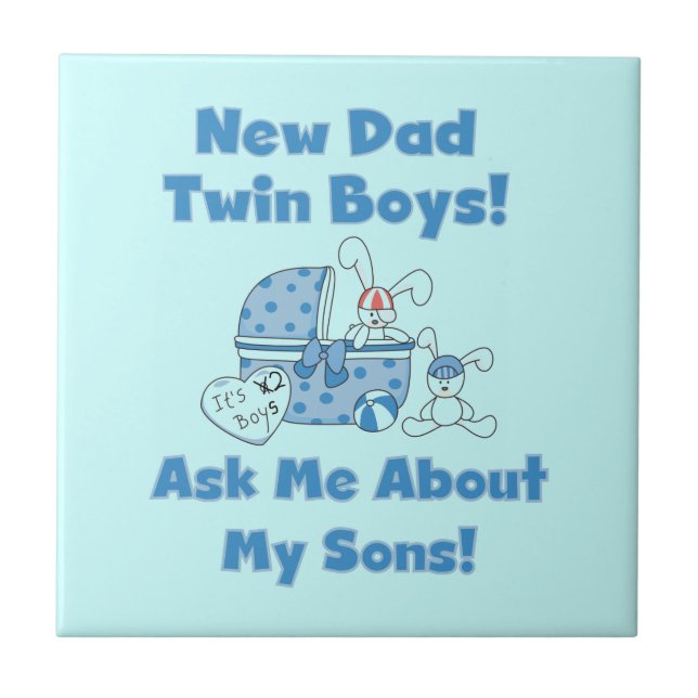 Twin Boys New Dad Gifts Ceramic Tile (Front)