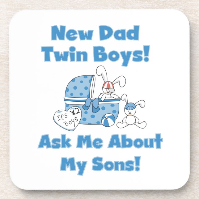 Twin Boys New Dad Gifts Drink Coaster (Front)
