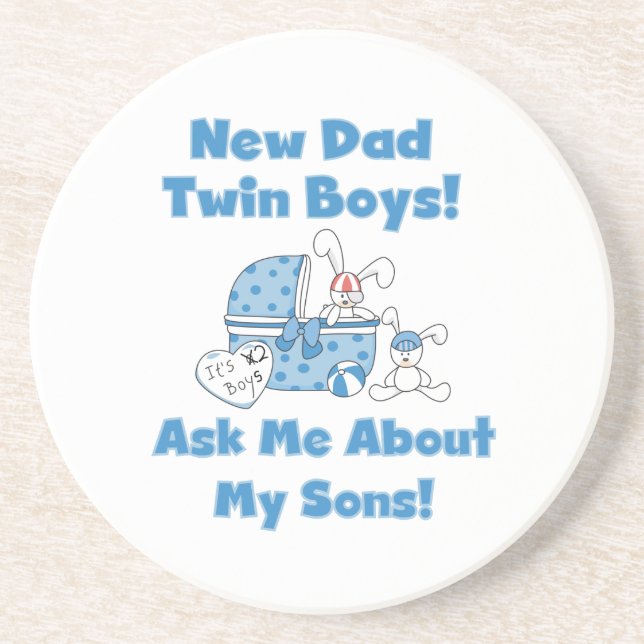 Twin Boys New Dad Gifts Drink Coaster (Front)
